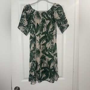 Green Leaf Print Dress